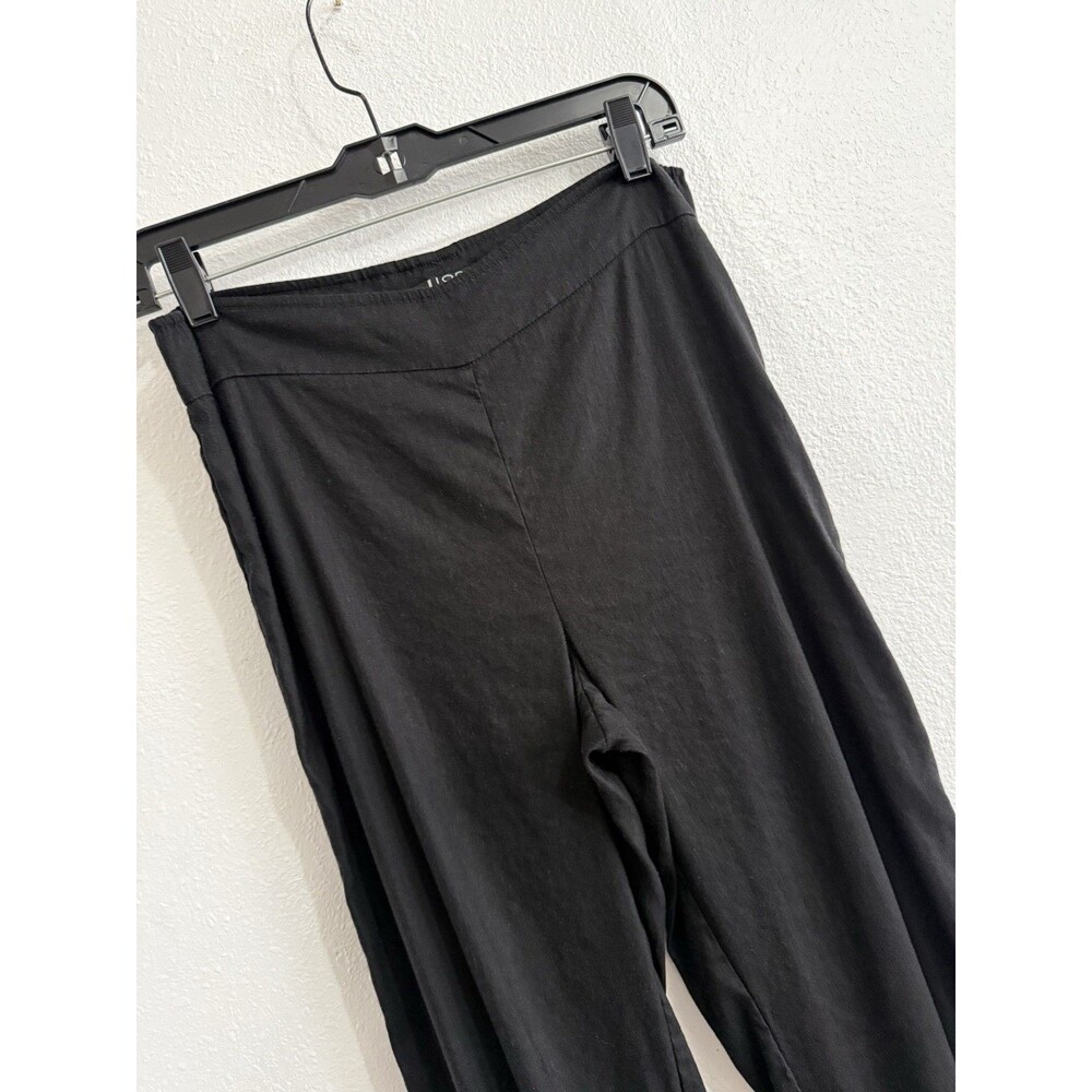 Lior Paris Womens Linen Black Pants Sz 6 Pull On Natural Fibers Preppy Coastal